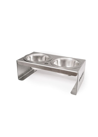 Кормушка для кота Bondzoo Лапка на 2 миски нержавеющая сталь 27х10х14 см Cat Joy (301212355)