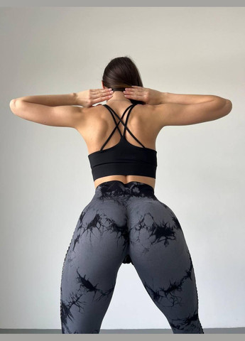 Легінси з мармуровим принтом та перфорацією, темно-сірого кольору, розмір L Trends (330757623)