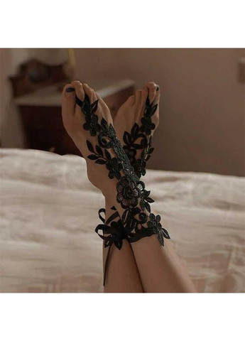 Кружевные цветочные гольфы с завязками XS-L (1,2,3,4) Черный No Brand (368893600)