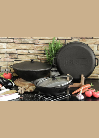 Чавунна сковорода WOK 3,7 л Brizoll (322732405)