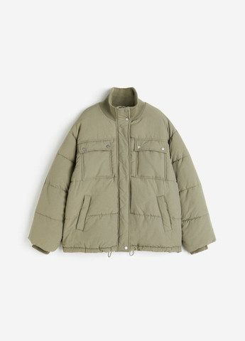 Оливкова (хакі) зимня обширна утеплена куртка H&M бомбер