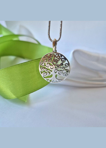 Срібна кругла підвіска кулон Дерево Життя без каменів срібло 925 проби Чорнене 31103ч 3.10г No Brand (306741515)