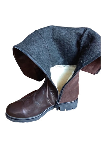 Осенние зимние сапоги из натуральной кожи No Brand с брошкой