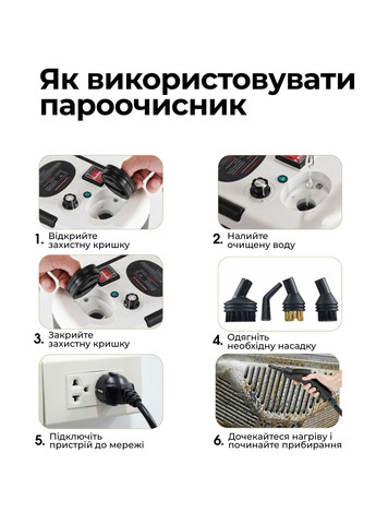 Пароочиститель для уборки дома портативный 19 насадок 2500 Вт 1,2л No Brand (337363855)