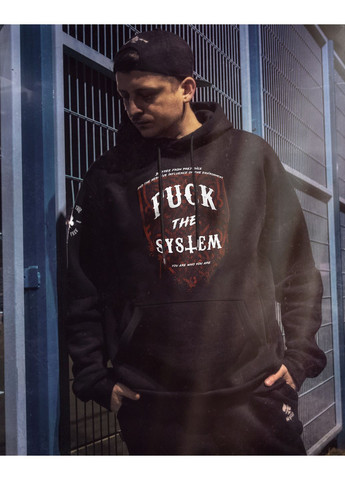 Худи мужское утепленное с принтом "FCK the SYSTEM" No Brand (363979540)