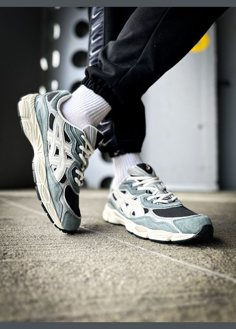 Зеленые демисезонные кроссовки мужские и женские asics gel-nyc green grey | асикс гель-нюк зеленые серые No Brand