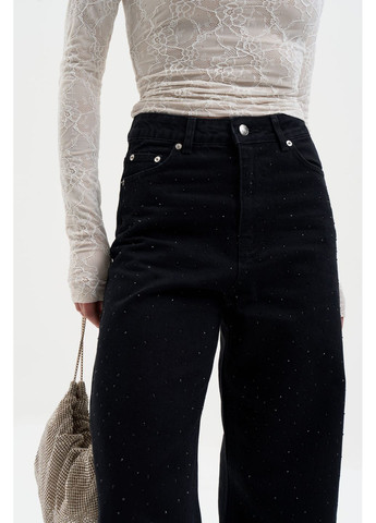ДЖИНСЫ WIDE LEG ЧЕРНЫЕ С блестками WL 581 Twice - (370984457)