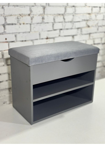 Банкетка для взуття в передпокій. Верхня частина відкривається. ДСП Графіт. Тканина сіра. Шириною 70см. No Brand (369559595)