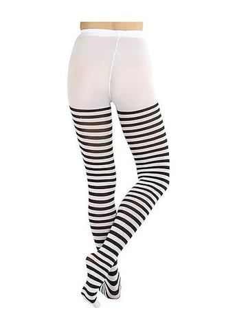 Колготки полосатые белые с черным one size No Brand (396891921)