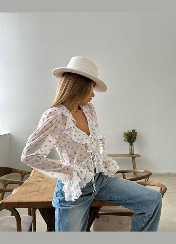 Белая летняя женская блуза софт No Brand