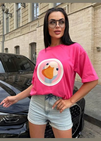 Женская футболка оверсайз, розовая, удлиненная (арт. 766EB) No Brand - (350886199)