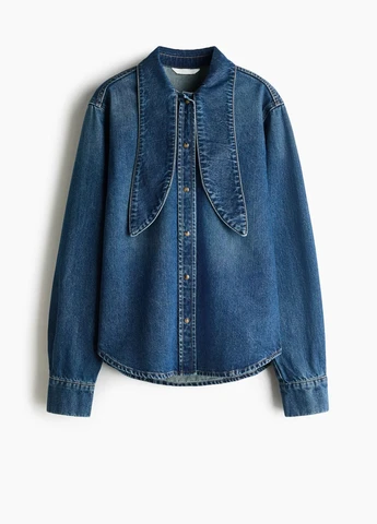 Синяя рубашка однотонная H&M