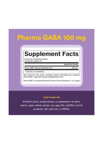 GABA Гамма-аміномасляна кислота 100 мг Stress Relax, 60 капсул Natural Factors (361117722)