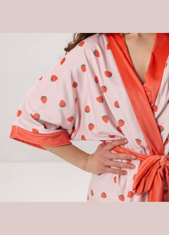 Халат женский из плюшевого велюра Клубничка 3441_S 16047 S FlexDress (336873590)
