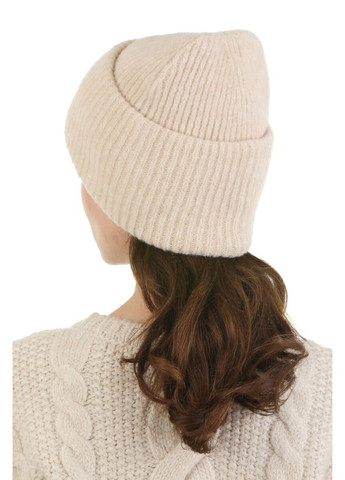 Шапка в'язана жіноча із закотом бежева (SC54192) Malisa (358205388)