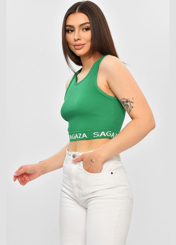 Топ-майка у рубчик жіноча зеленого кольору Let's Shop — 336336175
