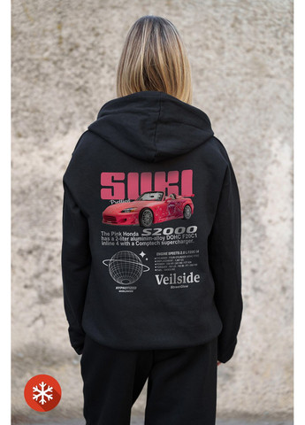 Жіноче Утеплене Зіп Худі На Флісі Зіпер З Принтом Suki Kane Black Without (372520002)