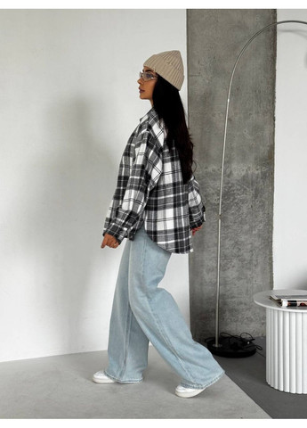 Черная повседневный, кэжуал рубашка в клетку No Brand с длинным рукавом