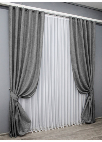 Комплект готовых штор Лен Мешковина № 108ш 100х270см 2 шт (31-033) VR-Textil (298123182)