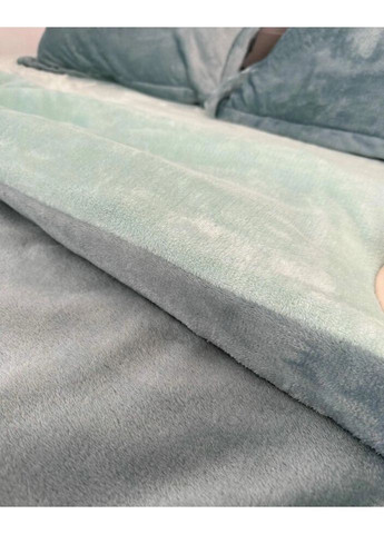 Постільна білизна плюшева євро Home 20957 200х220 см бірюзова з м'ятним DUSHKA (327790673)