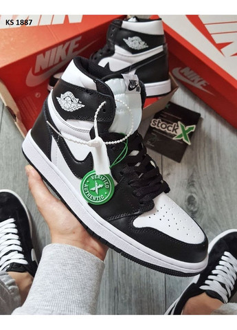 Чорні Осінні кросівки чоловічі nike air jordan 1 high black white найк аір джордан No Brand