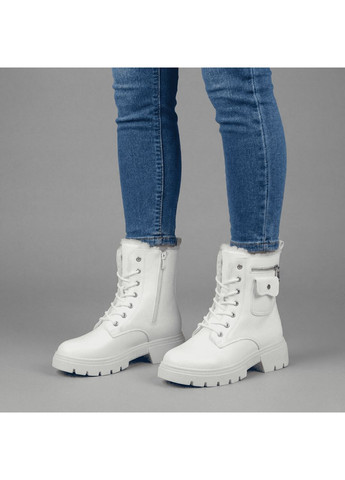 Жіночі зимові шкіряні черевики 1767 Білі 41 YZY (371645925)