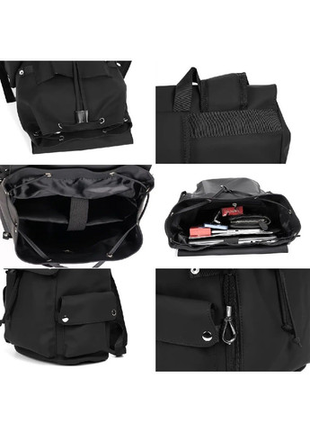 Рюкзак міський з матової екошкіри з кишенею для ноутбука до 15 дюймів ручкою для перенесення 40х28х16 см (477615-Prob) Чорний Unbranded (298442062)