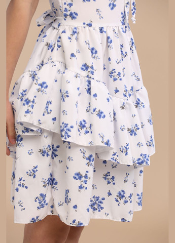 Белое стильное летнее платье на девочку подростка (00123) белое с цветочным принтом Odri (334012105)