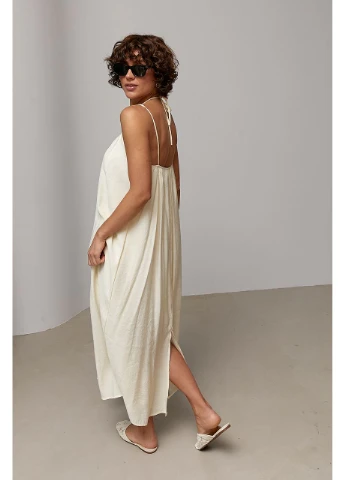 Молочное кэжуал платье Lurex в горошек