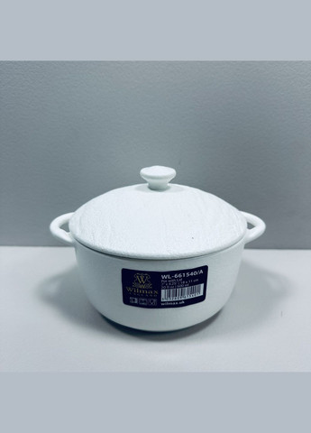 Горщик для запікання з кришкою Slatestone WL-661540/A 18см/600мл White Wilmax (328438211)