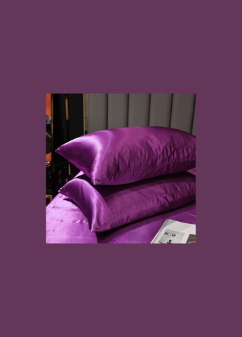Атласне Темно-фіолетове двоспальна постільна білизна 175х210см Moka textile (308071641)