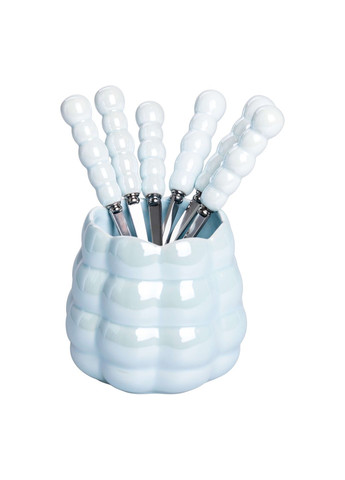 Набор десертных вилок и ложек с керамической подставкой. Yiwu (358649595)