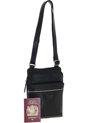 Сумка планшет через плече чоловіча з натуральної шкіри для телефону та документів середня Чорний 38116 Ashwood (355245112)