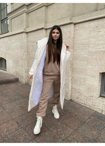 Молочная зимняя удлиненная куртка-одеяло, цвет молочный Fashion