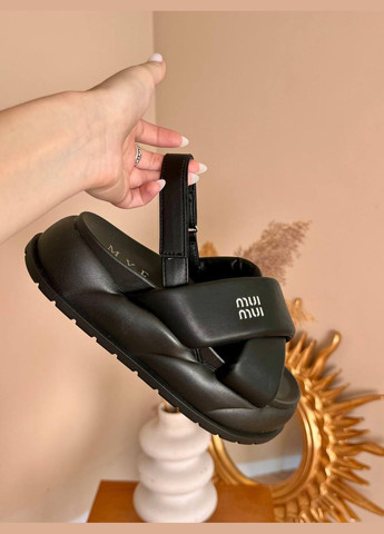 Чорні босоніжки з ультра-волокна на платформі No Brand (347242354)