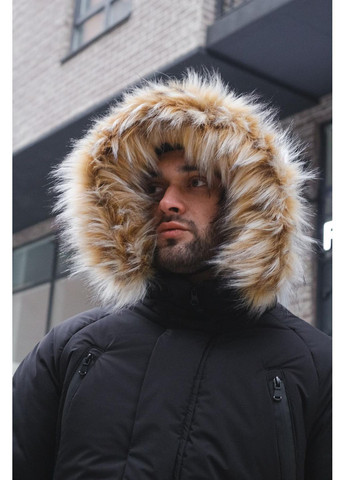 Черная зимняя парка зимняя европейская плащевка съемный мех No Brand