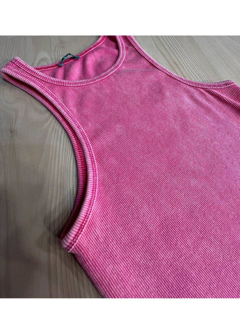 Розовое платье женское 240030 длинное майкой вареное тай-дай в рубчик MMC