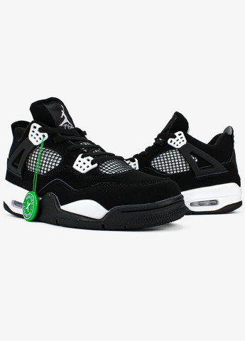 Чорні всесезон кросівки чоловічі і жіночі nike air jordan 4 retro white tunder black | найк аір джордан 4 ретро чорні No Brand