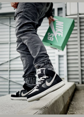 Черные зимние кроссовки зимние мужские nike sb dunk winter high black fur | найк сб данк черные с мехом No Brand