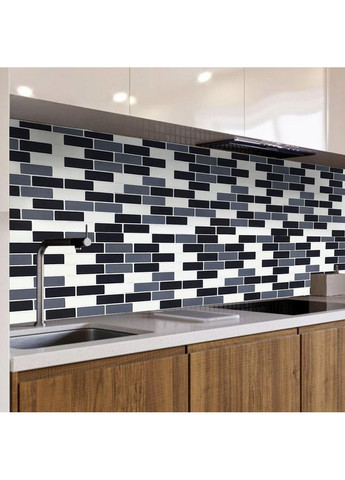 Самоклеюча поліуретанова плитка чорна сіра молочна цегла 305х305х1мм (D) SW-00001329 Sticker Wall (360920457)