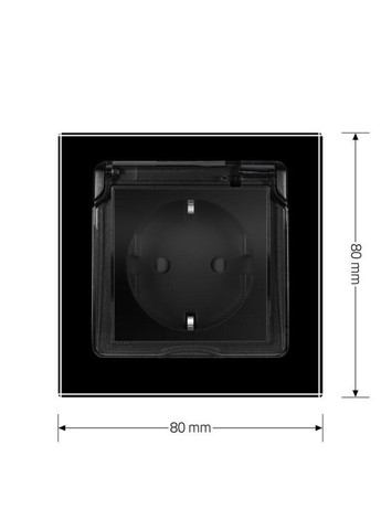 Электрическая розетка влагозащитная с крышкой IP44 с заземлением,, чёрная, стеклянная рамка, шторки, 250В 16А Livolo (370970827)