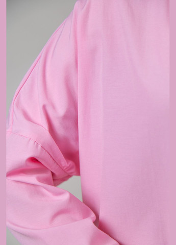 Розовая повседневный, кэжуал рубашка однотонная CHICLY с коротким рукавом