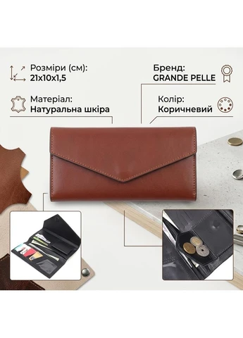 Практичне чоловіче портмоне Grande Pelle Коричневий Верховинка 11424 (398258113)