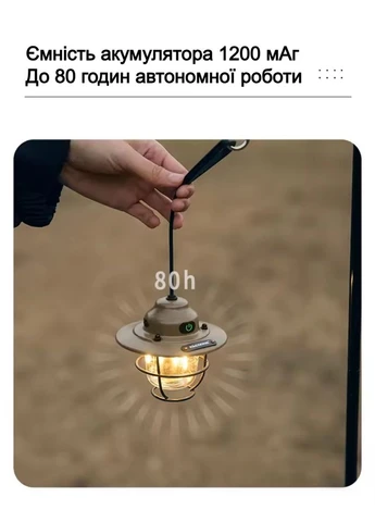 Ліхтар Для Кемпінгу Підвісна Туристична LED Лампа з Акумулятором 1200 mAh Чорний (LK101AA) Pacoone (384024665)
