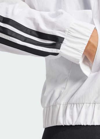Біла демісезонна куртка essentials 3-stripes lifestyle woven bomber adidas