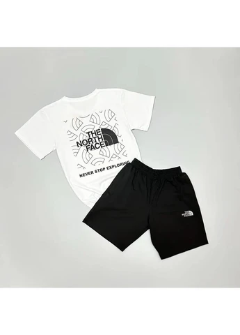Стильний чоловічий костюм білий шорти та футболка The North Face (392397584)