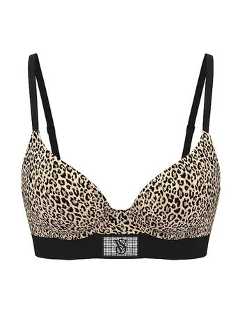 Комбінований бюстгальтер shine patch lightly lined demi bra — леопардовий принт Victoria's Secret з кісточками еластан, модал, бавовна
