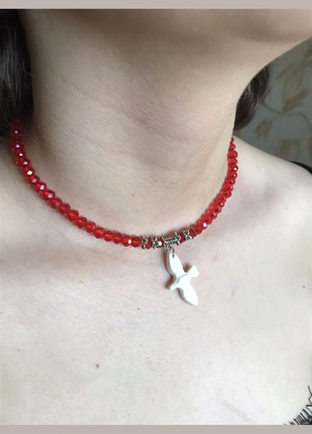 Чокер из чешского хрусталя с горлицей красный No Brand (358655594)