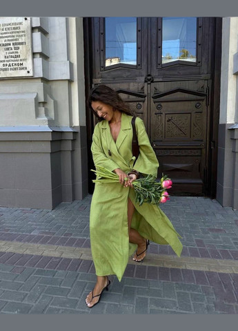 Лайм повсякденний сукня жіноча на запах Гермес однотонна