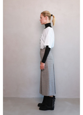 Бавовняна спідниця міді довжини в сіро-чорну клітинку Колман Dolcedonna (360974274)